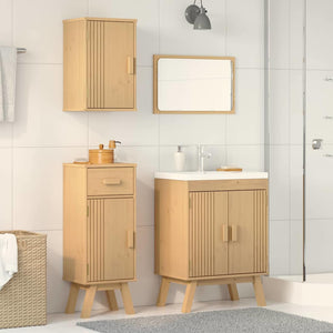 vidaXL Bathroom Furniture Set with Shelf 3 pcs Brown Solid Pine Wood