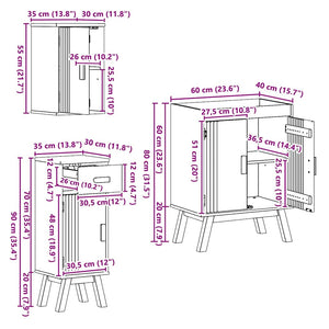 vidaXL Bathroom Furniture Set with Shelf 3 pcs Brown Solid Pine Wood