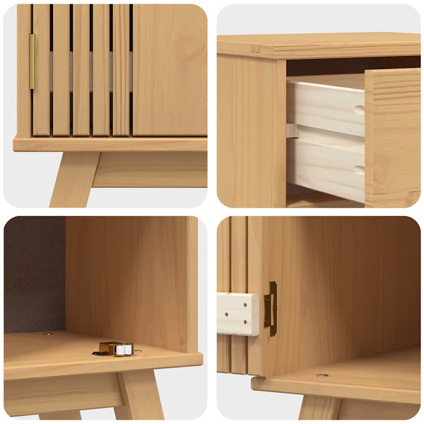 vidaXL Bathroom Furniture Set with Shelf 4 pcs Brown Solid Pine Wood