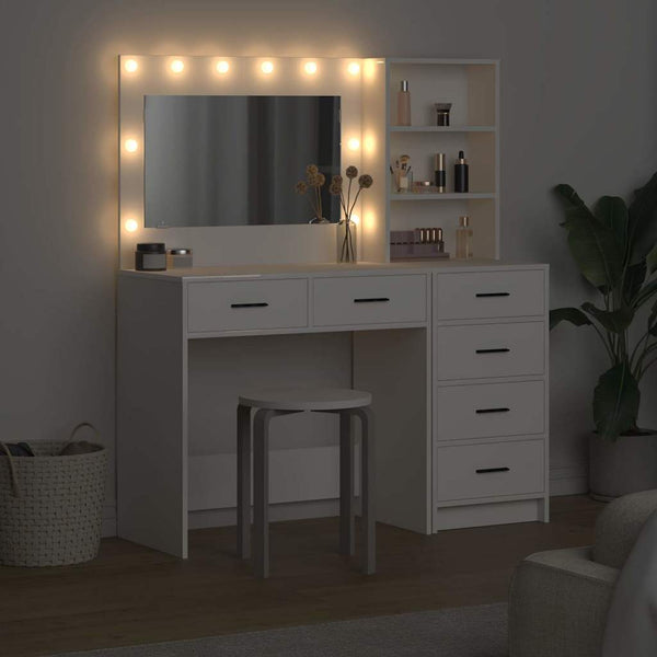vidaXL Dressing Table with Shelf White 78.5 x 41 x 135 cm Engineered Wood
