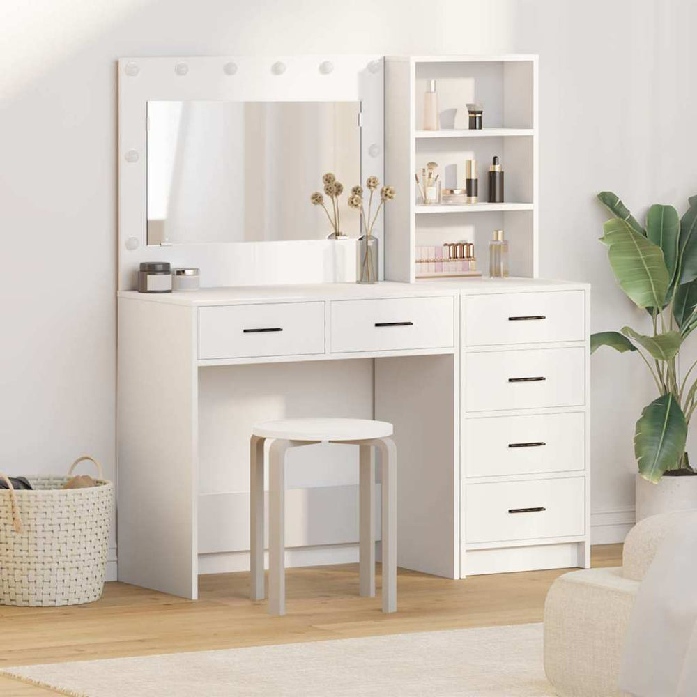 vidaXL Dressing Table with Shelf White 78.5 x 41 x 135 cm Engineered Wood
