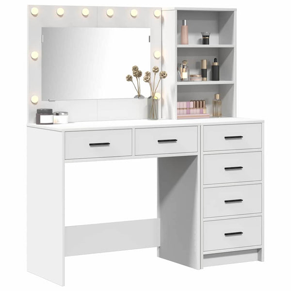 vidaXL Dressing Table with Shelf White 78.5 x 41 x 135 cm Engineered Wood