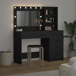 vidaXL Dressing Table with Shelf Black 78.5x41x135 cm Engineered Wood