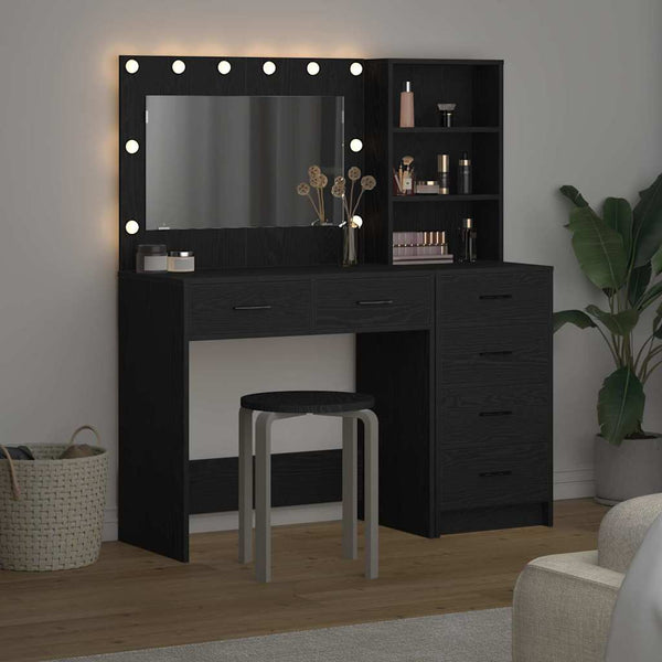 vidaXL Dressing Table with Shelf Black 78.5x41x135 cm Engineered Wood