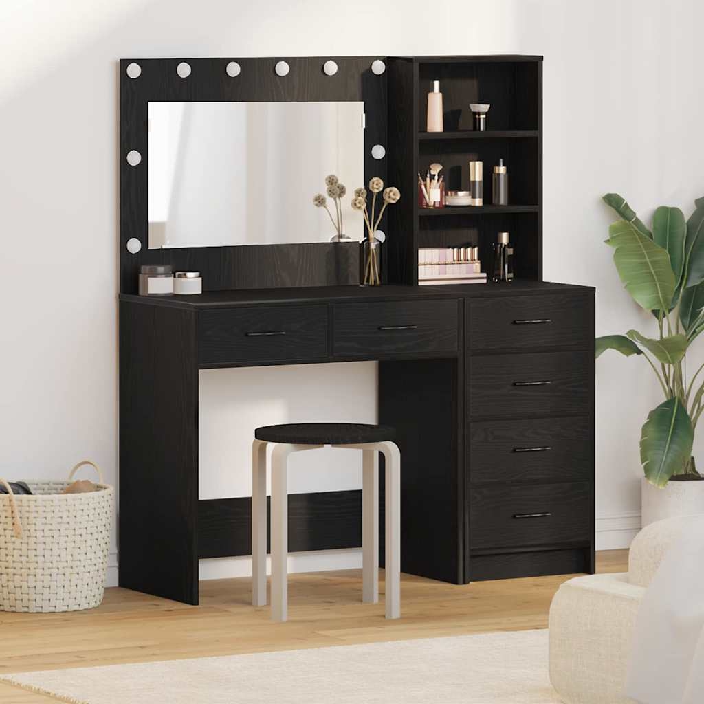 vidaXL Dressing Table with Shelf Black 78.5x41x135 cm Engineered Wood