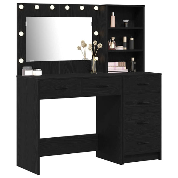 vidaXL Dressing Table with Shelf Black 78.5x41x135 cm Engineered Wood