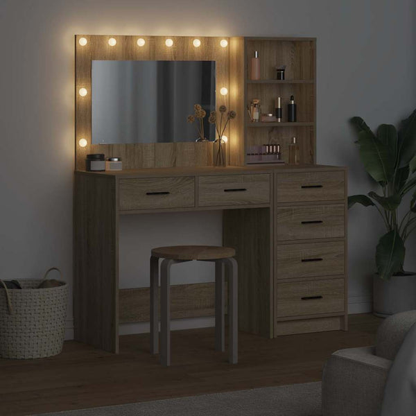 vidaXL Dressing Table with Shelf Brown 78.5 x 41 x 135 cm Engineered Wood