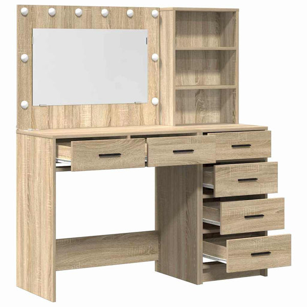 vidaXL Dressing Table with Shelf Brown 78.5 x 41 x 135 cm Engineered Wood