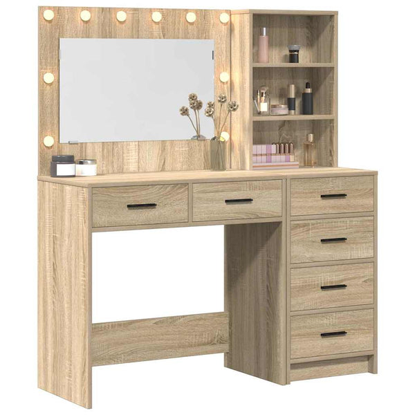 vidaXL Dressing Table with Shelf Brown 78.5 x 41 x 135 cm Engineered Wood