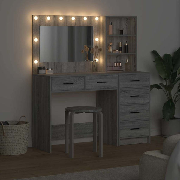 vidaXL Dressing Table Light Grey 78.5 x 41 x 135 cm Engineered Wood