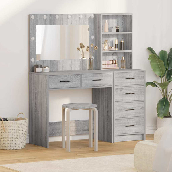 vidaXL Dressing Table Light Grey 78.5 x 41 x 135 cm Engineered Wood