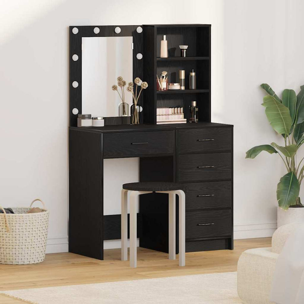 vidaXL Dressing Table 2 pcs Black 50 x 41 x 135 cm Engineered Wood