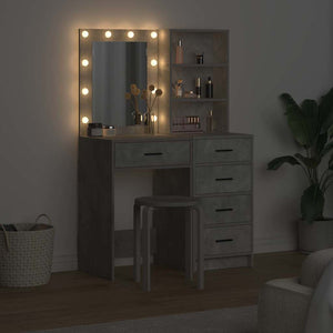 vidaXL Dressing Table 2 pcs Grey 50 x 41 x 135 cm Engineered Wood