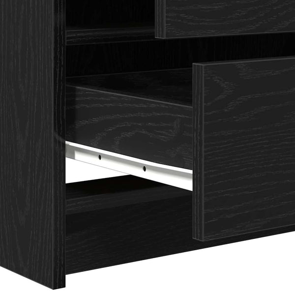 vidaXL Dressing Table with Shelf 3 pcs Black Oak Effect Engineered Wood