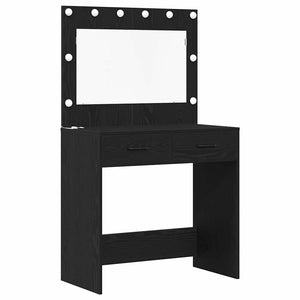 vidaXL Dressing Table with Shelf 3 pcs Black Oak Effect Engineered Wood