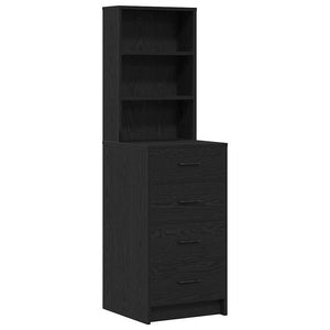 vidaXL Dressing Table with Shelf 3 pcs Black Oak Effect Engineered Wood