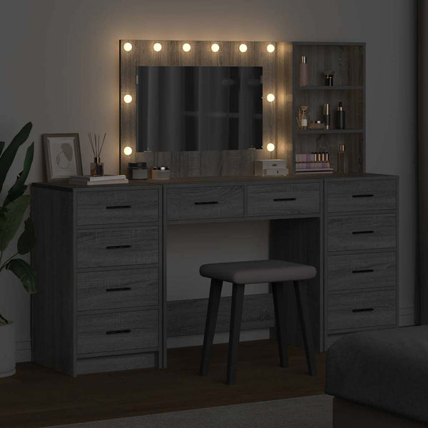 Schminktisch Grau Sonoma Holz mit Schubladen
