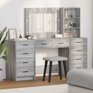 Schminktisch Grau Sonoma Holz mit Schubladen