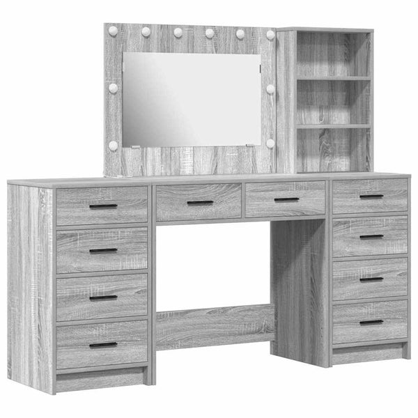 Schminktisch Grau Sonoma Holz mit Schubladen