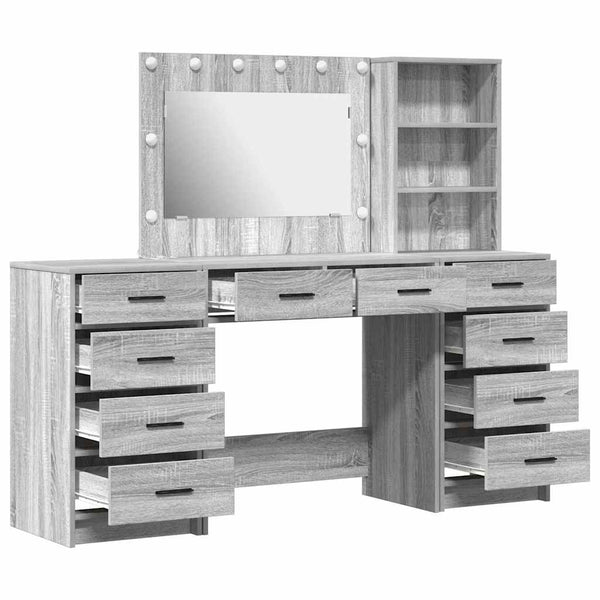 Schminktisch Grau Sonoma Holz mit Schubladen