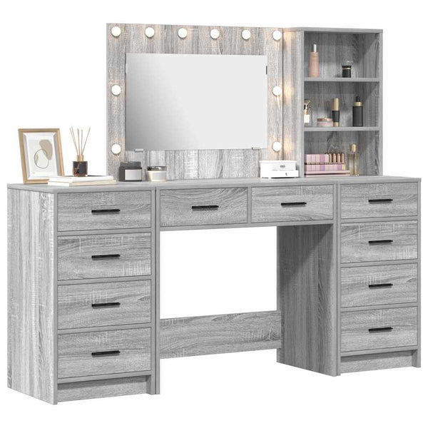 Schminktisch Grau Sonoma Holz mit Schubladen
