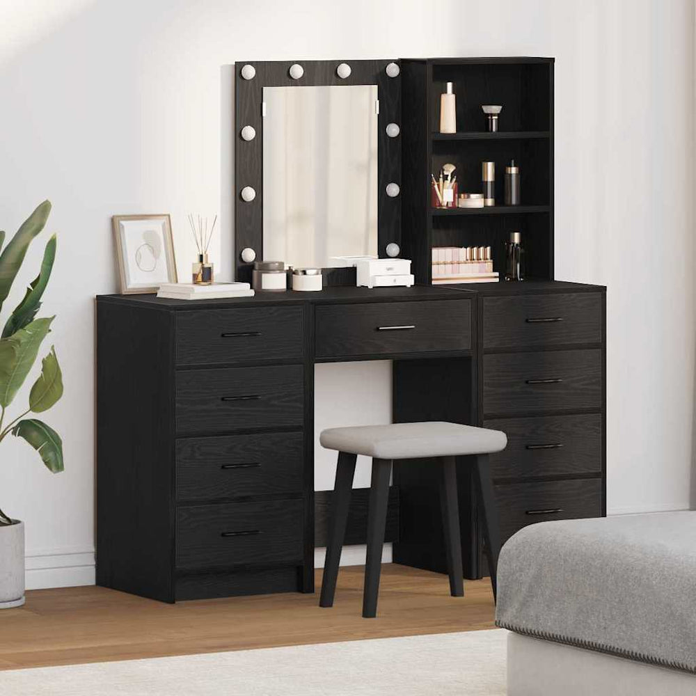 Schminktisch mit Spiegelbeleuchtung Schwarz
