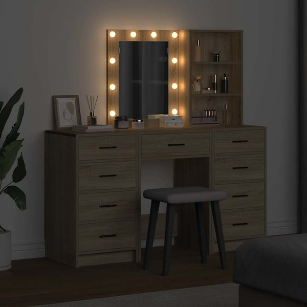 Schminktisch mit Spiegelbeleuchtung Braun