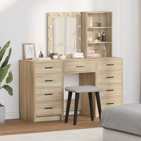 Schminktisch mit Spiegelbeleuchtung Braun