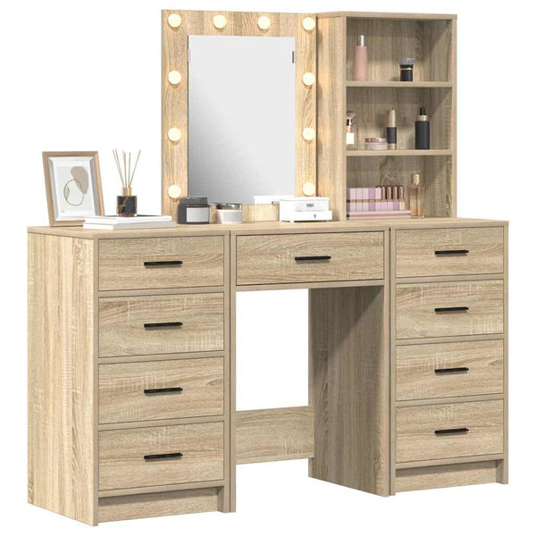 Schminktisch mit Spiegelbeleuchtung Braun