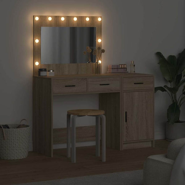 Schminktisch mit Spiegelbeleuchtung Braun