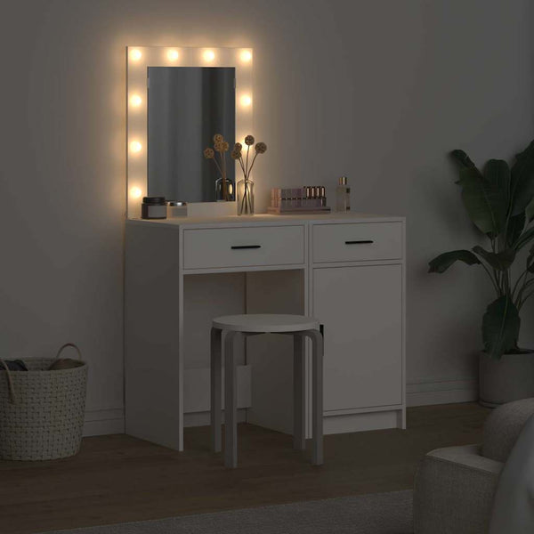 Schminktisch Weiß mit Tür & LED