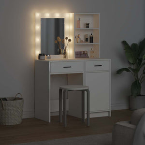 Schminktisch mit LED und Schubladen, Weiß