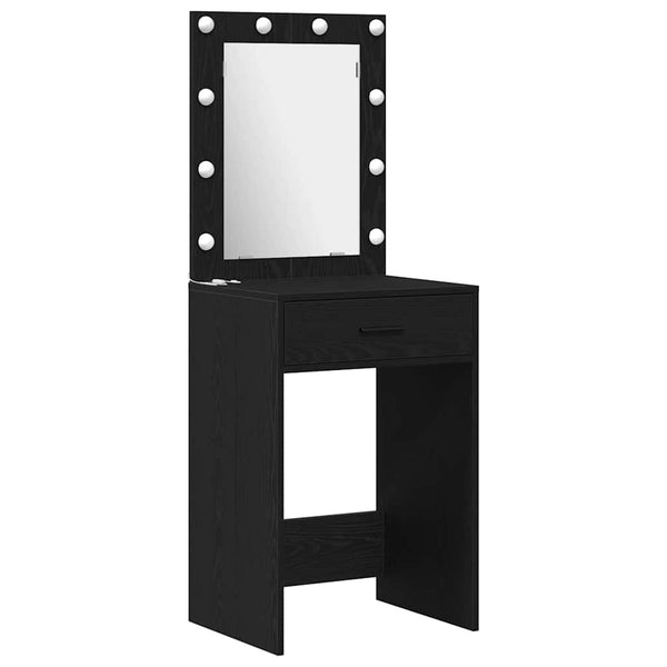 Schminktisch mit LED und Regal Schwarz Eiche