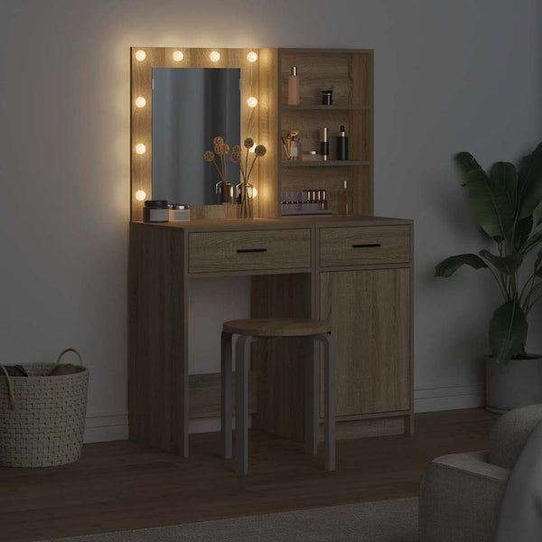 Schminktisch mit LED Sonoma-Eiche