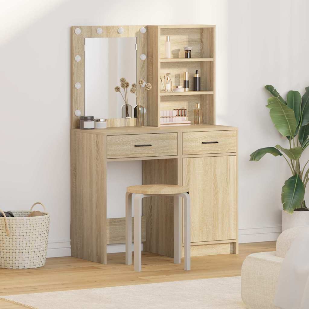 Schminktisch mit LED Sonoma-Eiche