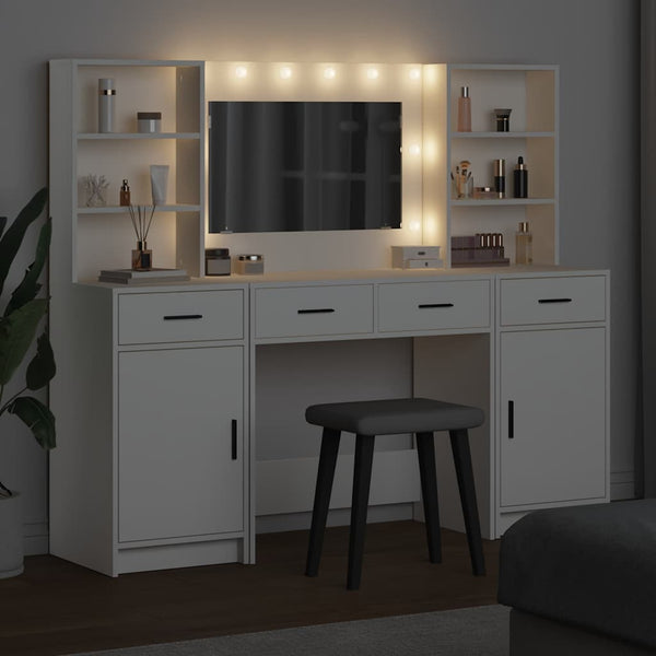 Schminktisch Set mit LED Weiß