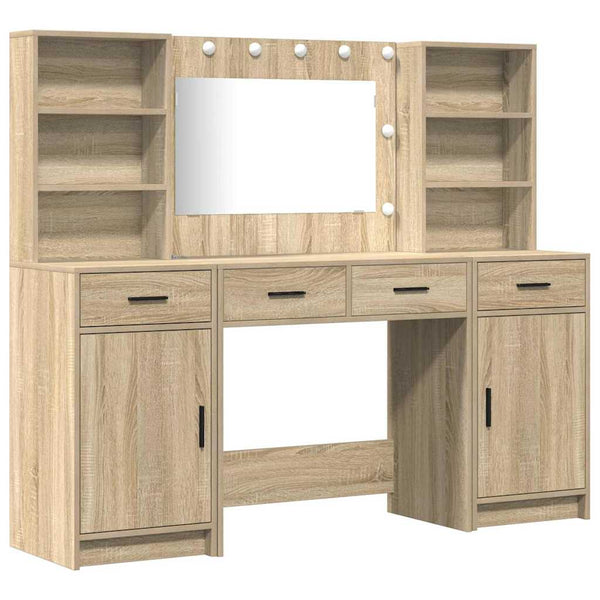 Schminktischset mit LED Sonoma-Eiche