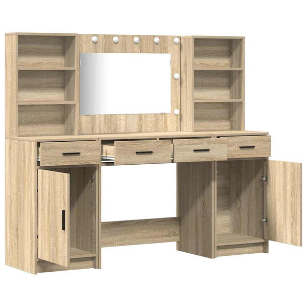 Schminktischset mit LED Sonoma-Eiche
