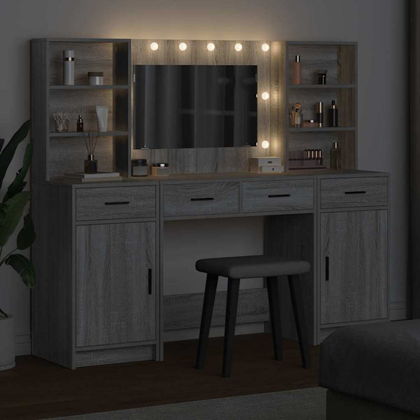 Schminktisch mit LED-Set Grau