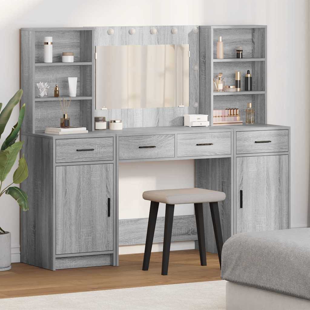 Schminktisch mit LED-Set Grau