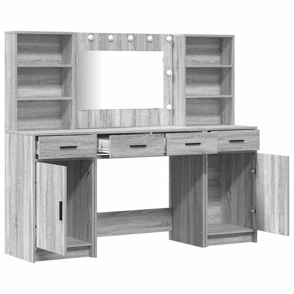 Schminktisch mit LED-Set Grau
