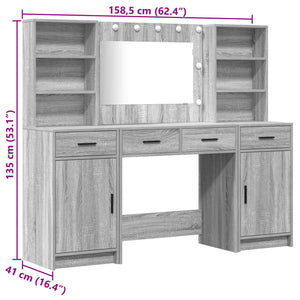 Schminktisch mit LED-Set Grau