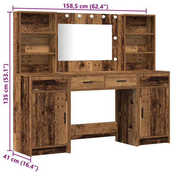 Schminktisch Set mit LED und Regal
