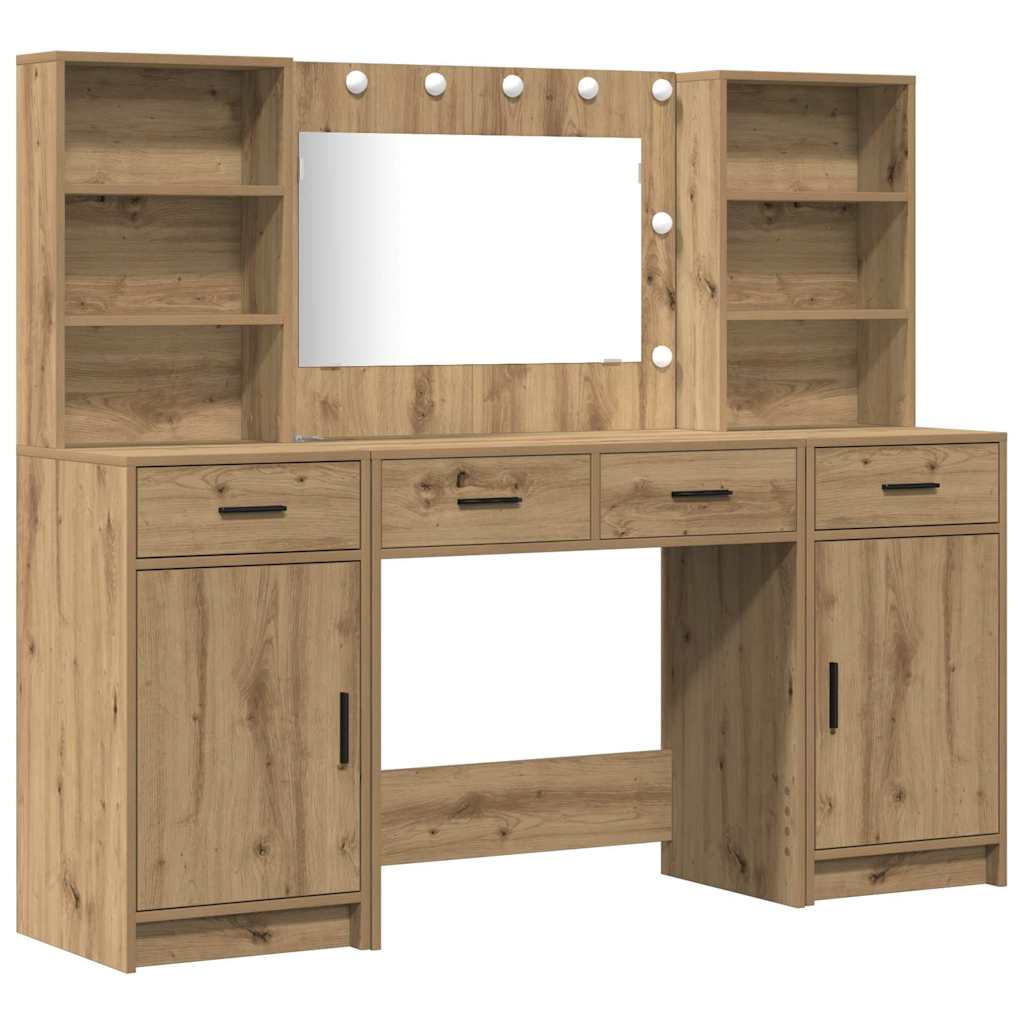 Schminktisch Set mit LED Artisan-Eiche