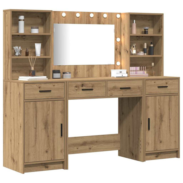 Schminktisch Set mit LED Artisan-Eiche