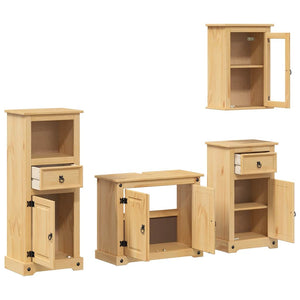 4-teiliges Badmöbel-Set Kiefer Massivholz