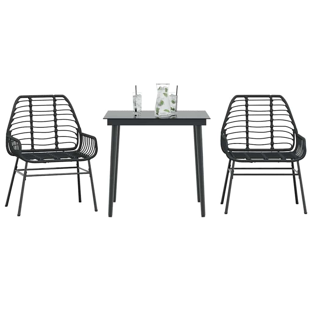 3-teiliges Garten Esszimmerset aus Polyrattan