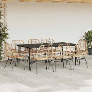 9-teiliges Garten Esszimmerset Braun Rattan