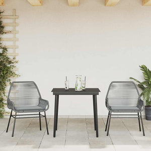 3-tlg. Garten Essgruppe Grau Poly Rattan