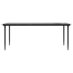 9-teilige Garten Essgruppe Grau Poly Rattan